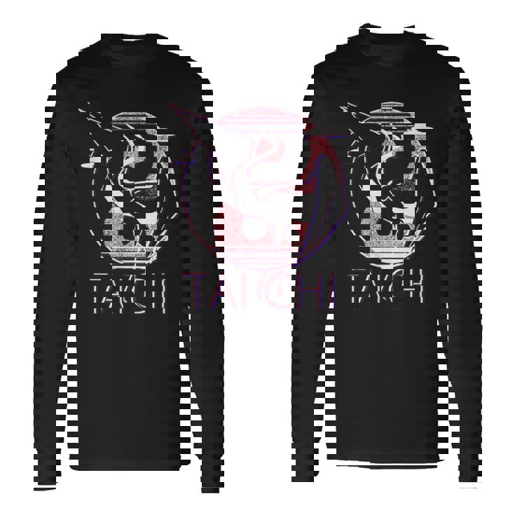 太極拳 陰陽鶴、瞑想エネルギー 長袖Tシャツ ギフトのアイデア