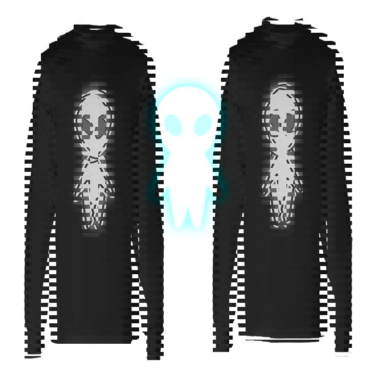 宇宙人 エイリアン『セルフィー』グレイ【ゆるフレンズ】かわいい キャラクター 面白い 長袖tシャツ 長袖Tシャツ