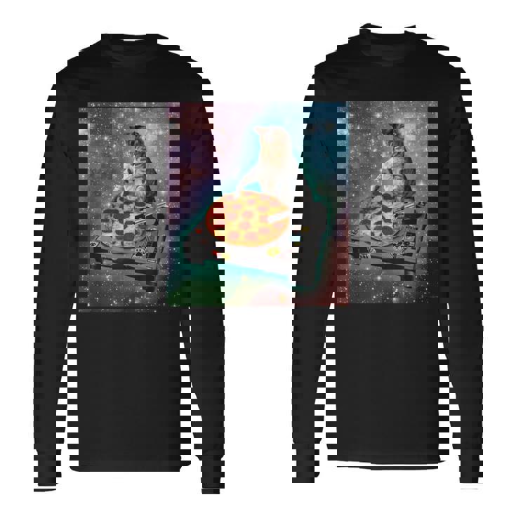 宇宙猫ピザミーム銀河宇宙キティ子猫面白いかわいいpace Cat Galaxy Universe Meme 長袖Tシャツ