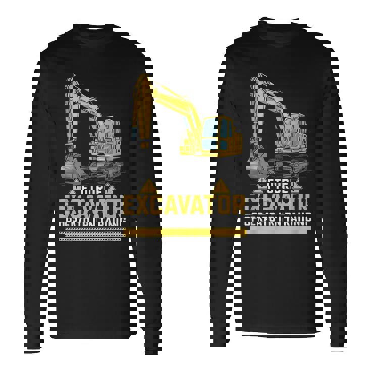 将来の掘削機オペレーターが重機ファンのトレーニングに参加。 長袖Tシャツ