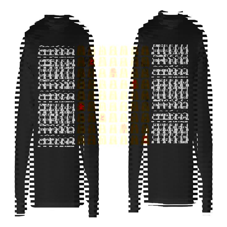 将棋【モノグラム 総柄】全駒（王将 金銀 飛車 角行 香車 桂馬 歩兵 と金）将棋部 棋士【部活】プレゼント 面白い 長袖Tシャツ