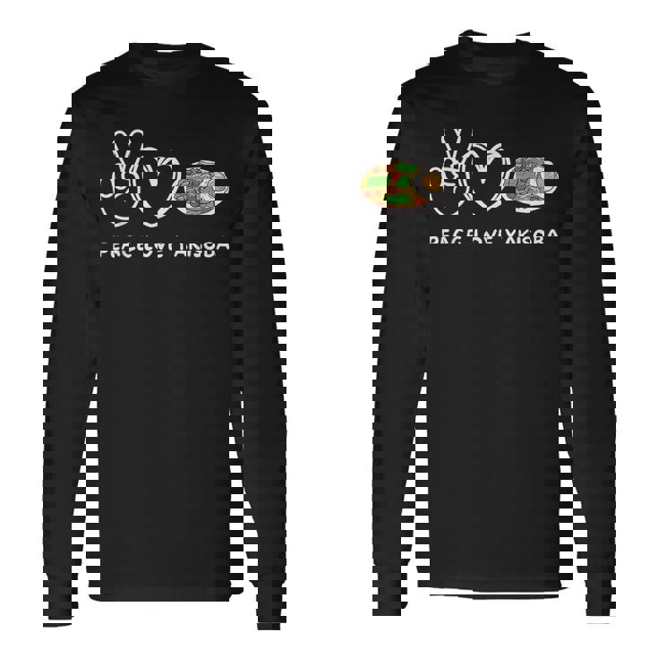 平和 愛 焼きそば レトロ 焼きそば 恋人 食べ物好き 長袖Tシャツ ギフトのアイデア