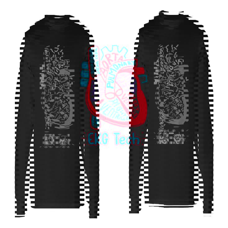 心電図技術者 心臓の各部位 看護師 循環器科 ギフト 長袖Tシャツ