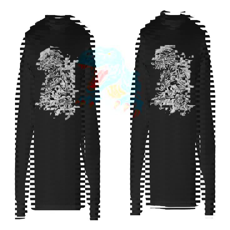 恐竜 おもしろ デフォルメ イラスト 長袖Tシャツ