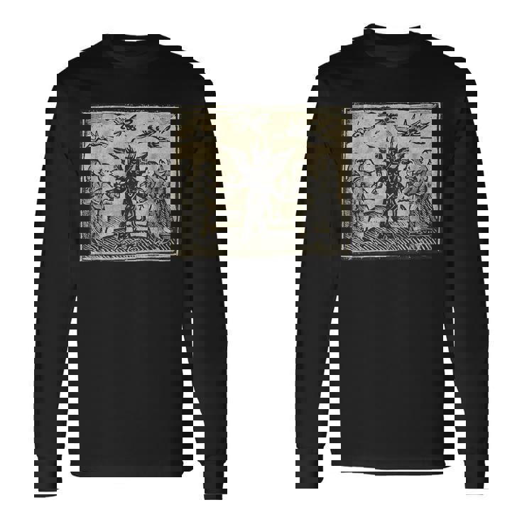 悪魔のオカルトの犠牲ゴスホラー 美的木版画 長袖Tシャツ