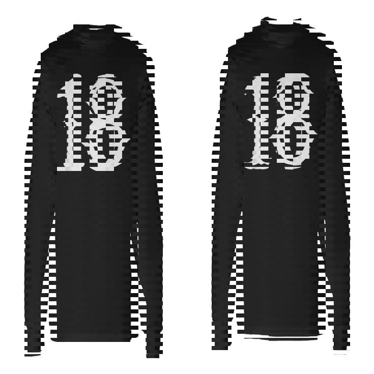 数字 18 インチ 白 大 太字 アメリカ 西部 スタイル フォント 長袖Tシャツ