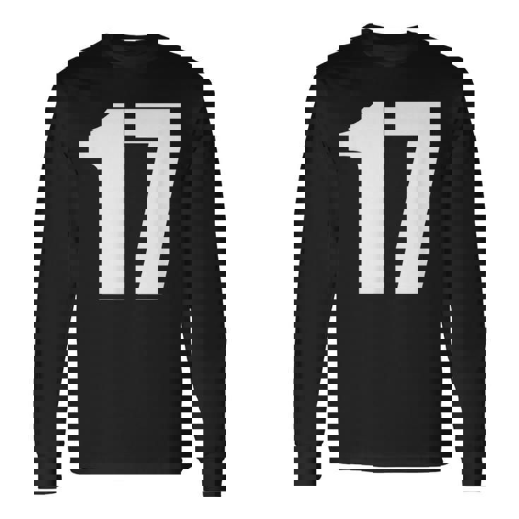 数字 セブンティーン数字 17 プレーンホワイト数字 長袖Tシャツ ギフトのアイデア