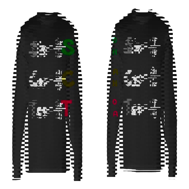 数学教師 三角法oh Cah Toa ジオメトリパロディ 長袖Tシャツ