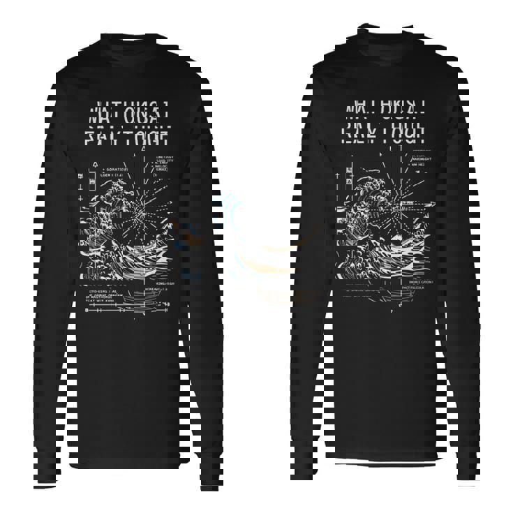 日本 大波動物理学 北斎 水 動き 数学 科学 長袖tシャツ 長袖Tシャツ