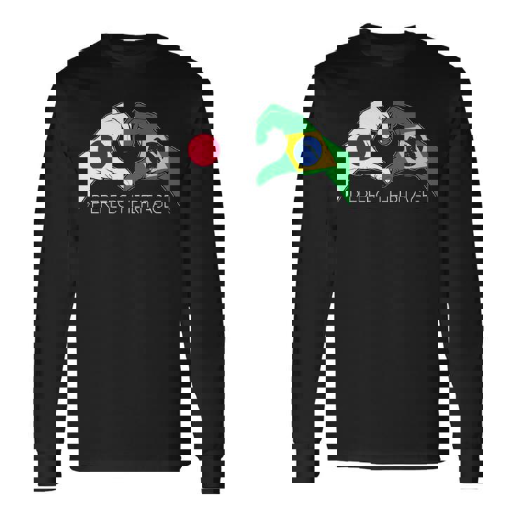 日本とブラジル ブラジル 日本人 パーフェクトヘリテージ ハート 長袖tシャツ 長袖Tシャツ