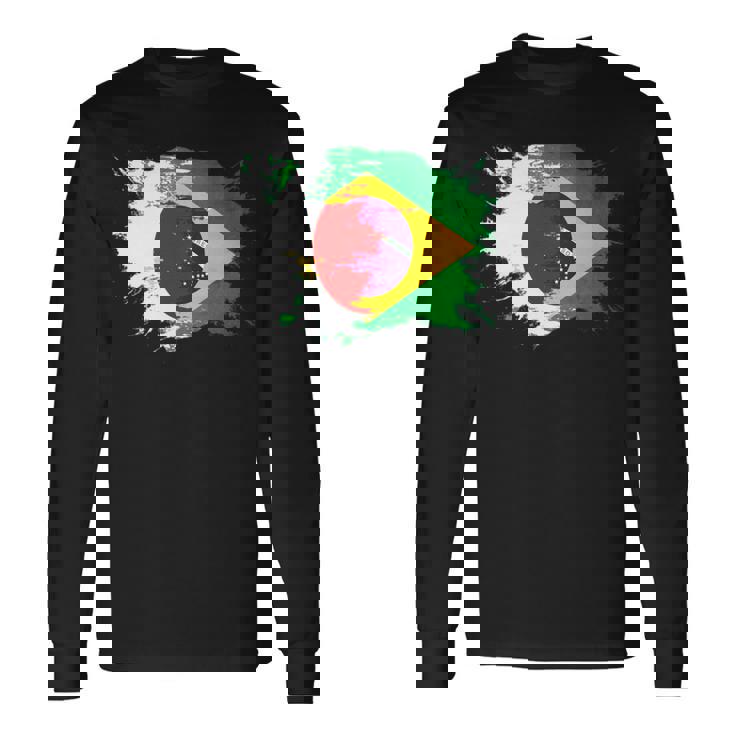 日本とブラジルのdnaヘリテージフラッグ 長袖tシャツ 長袖Tシャツ