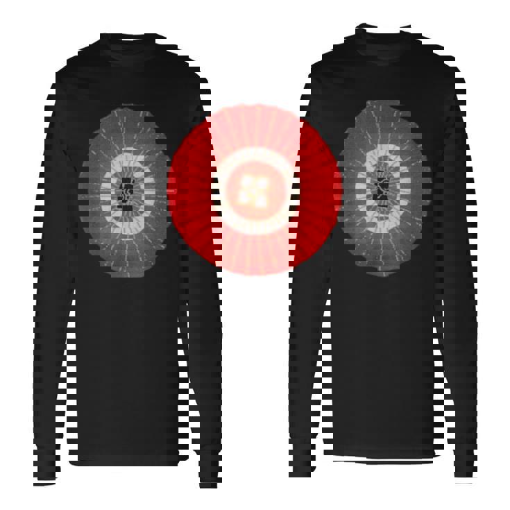 日本の伝統柄紅白傘 長袖Tシャツ