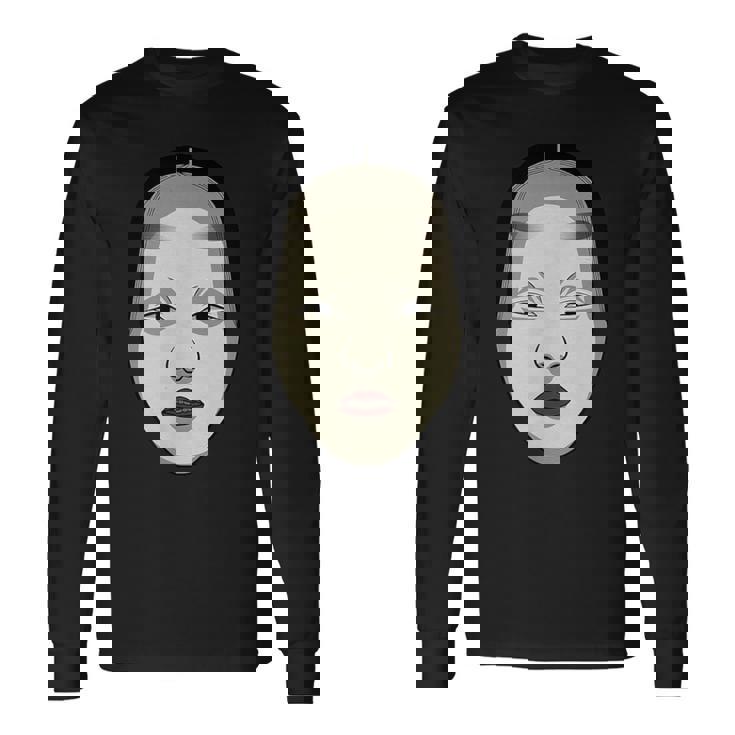 日本の能面 若女や若い女 長袖Tシャツ