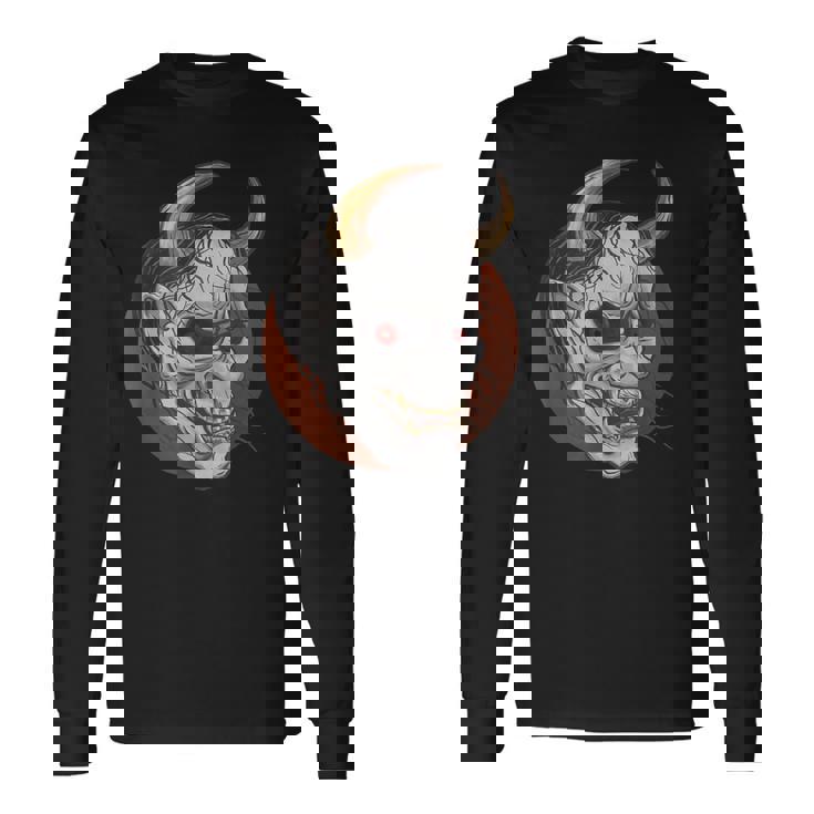 日本の般若マスク 能面 悪魔 鬼 タトゥー 入れ墨 長袖Tシャツ