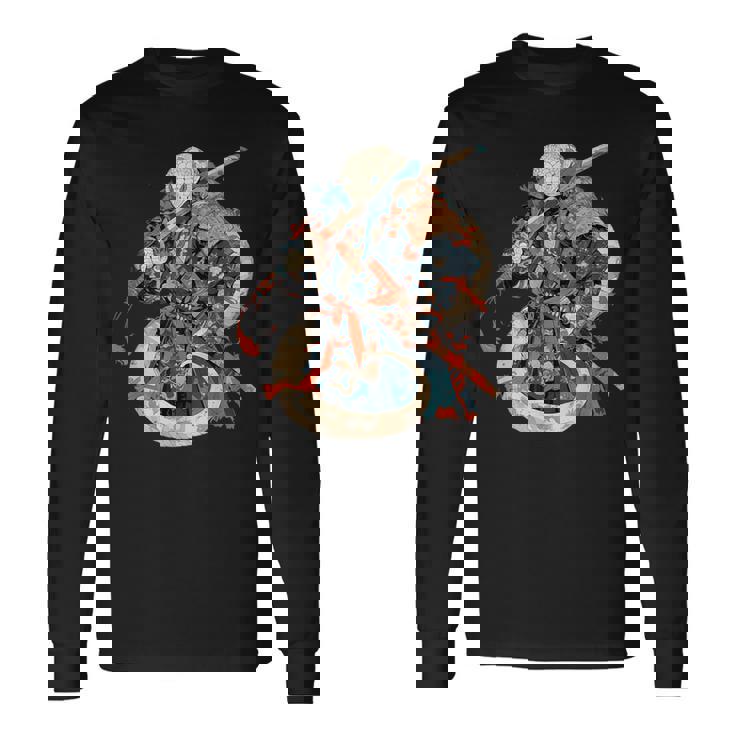 日本アート 蛇 忍者 浮世絵 アニメスタイル サムライスネーク 長袖Tシャツ