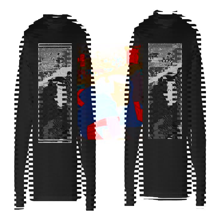 日本レトロアート 宮本武蔵 歌川国芳作 長袖Tシャツ