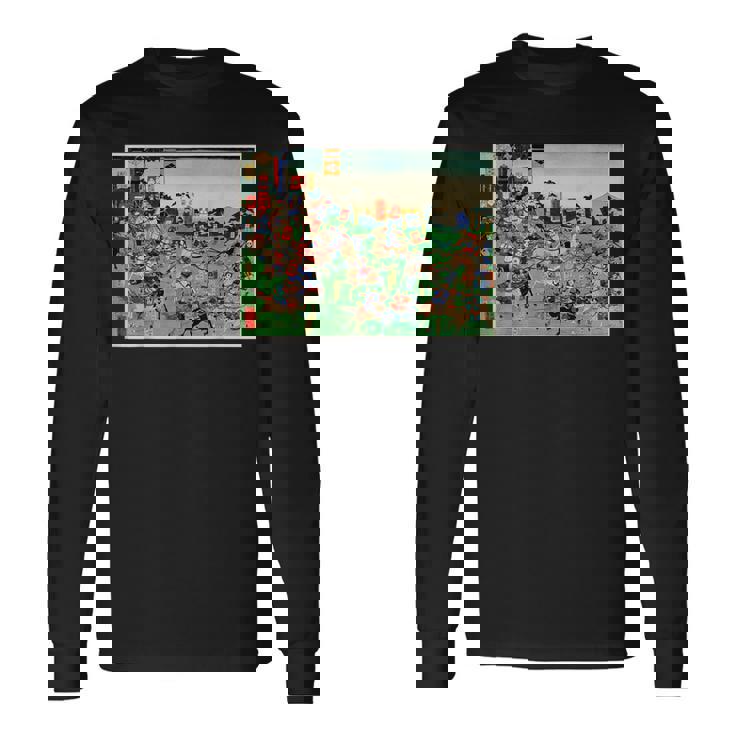 日本レトロアート 歌川国吉 2陸軍の戦い 長袖Tシャツ