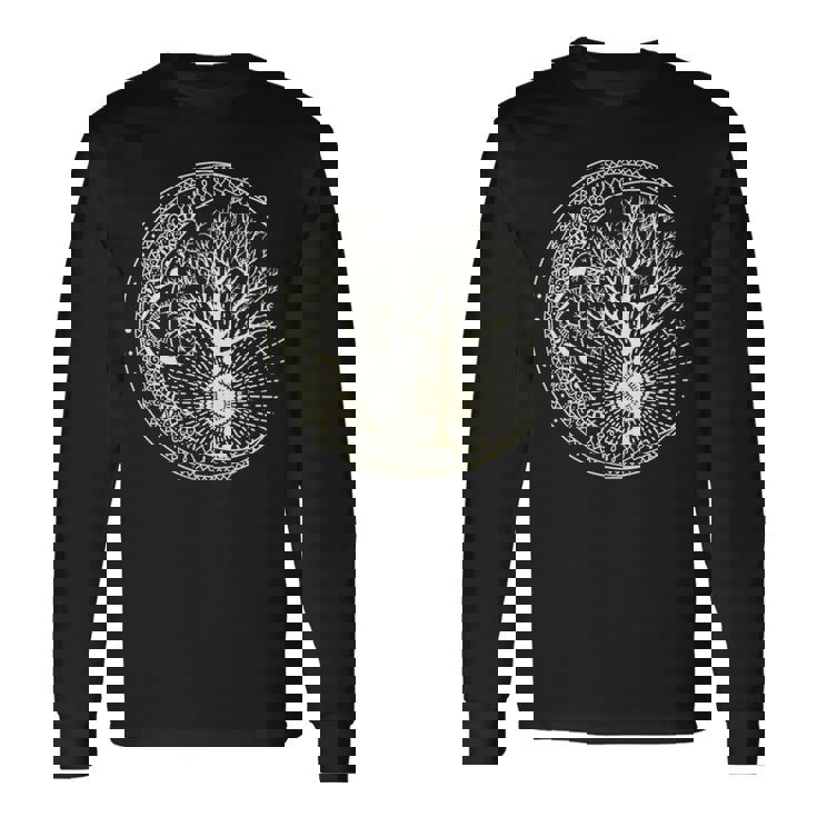 曼荼羅tシャツ 生命の樹 タトゥースタイルシャツ 長袖tシャツ 長袖Tシャツ