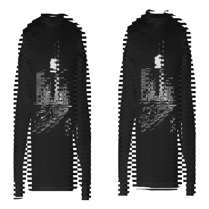 東京スカイラインジャパン ランドマーク スカイツリー 東京タワー 新幹線 長袖Tシャツ