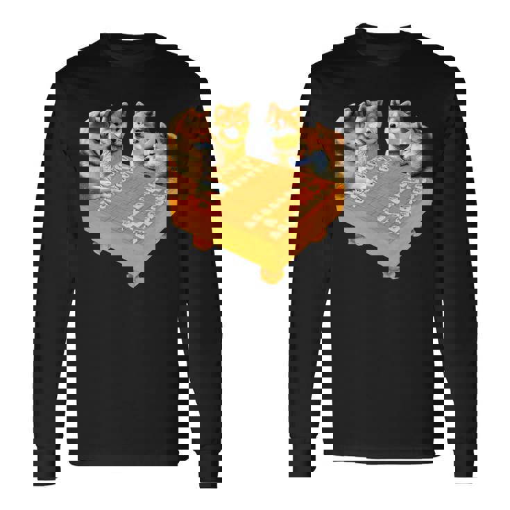 柴犬 将棋 イヌ 面白いtシャツ おもしろ 面白い 服 グッズ ネタ ウケ狙い メンズ 棋士 おもしろグッズ 長袖tシャツ 長袖Tシャツ