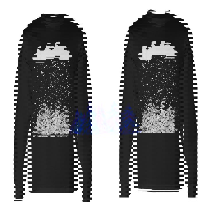 森 雪 新雪 落ちる 冬 ワンダーランド 雪 恋人 長袖Tシャツ