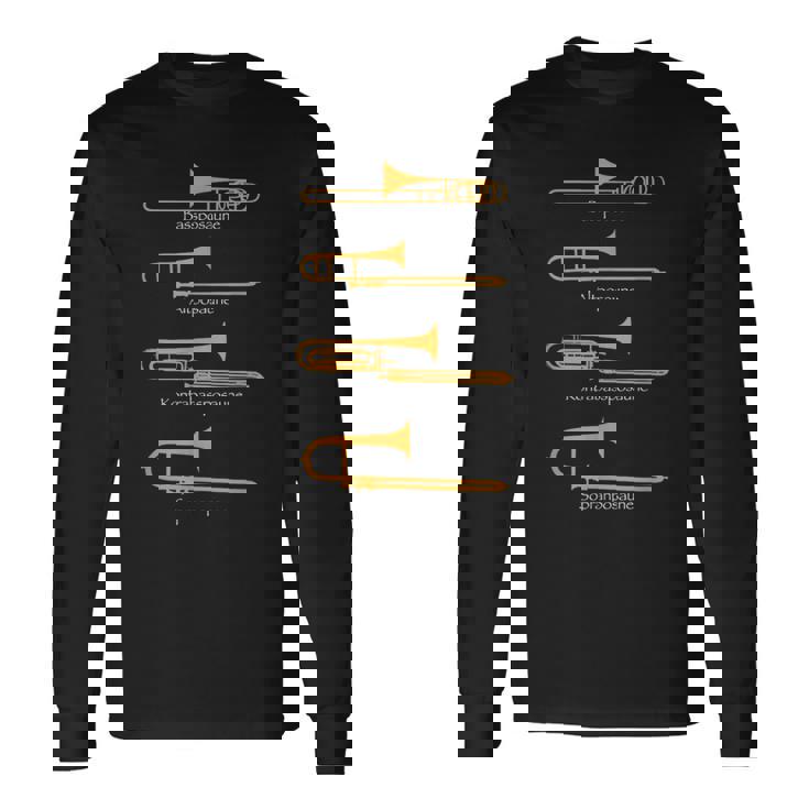 様々なトロンボーンタイプ トロンボーンギフト 長袖Tシャツ