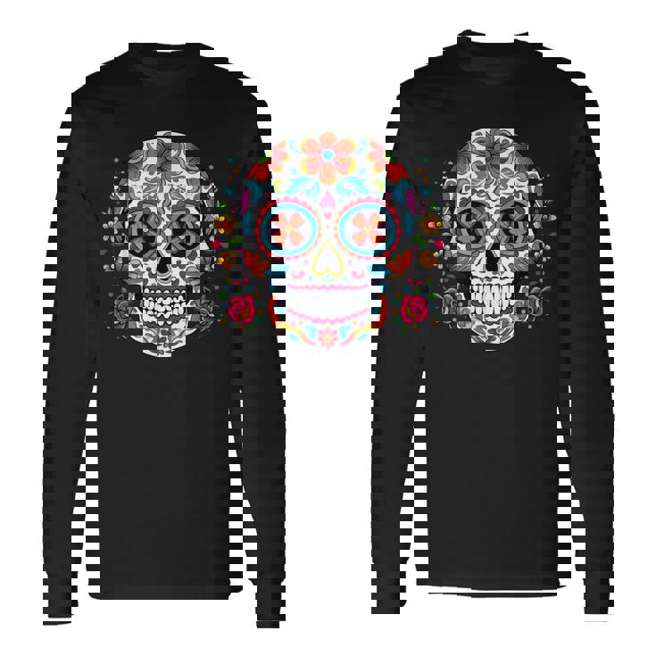 死者の日 シュガースカル メキシコデー カラベラデー 長袖Tシャツ