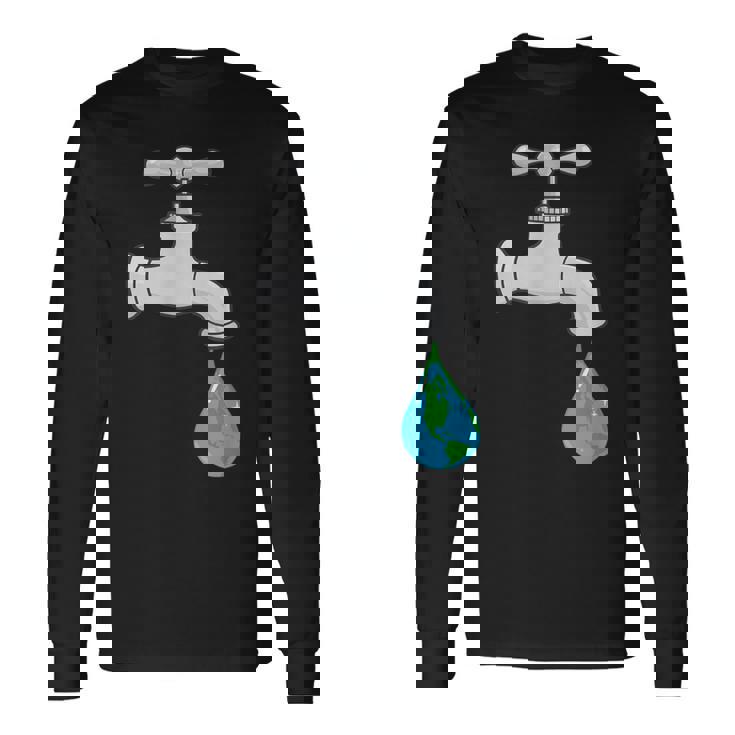 水道蛇口漏れ 長袖Tシャツ