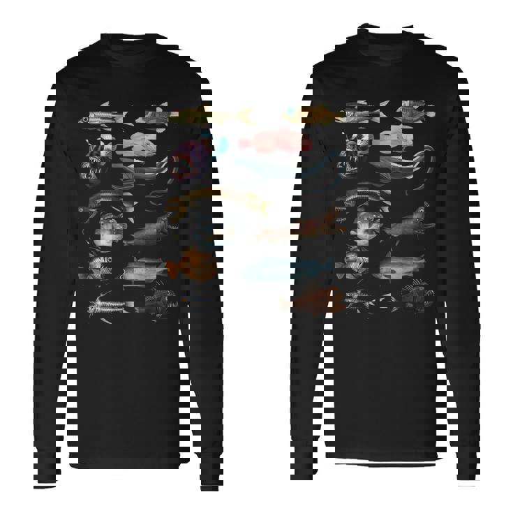 深海魚 海洋生物学・海洋科学教育 長袖Tシャツ