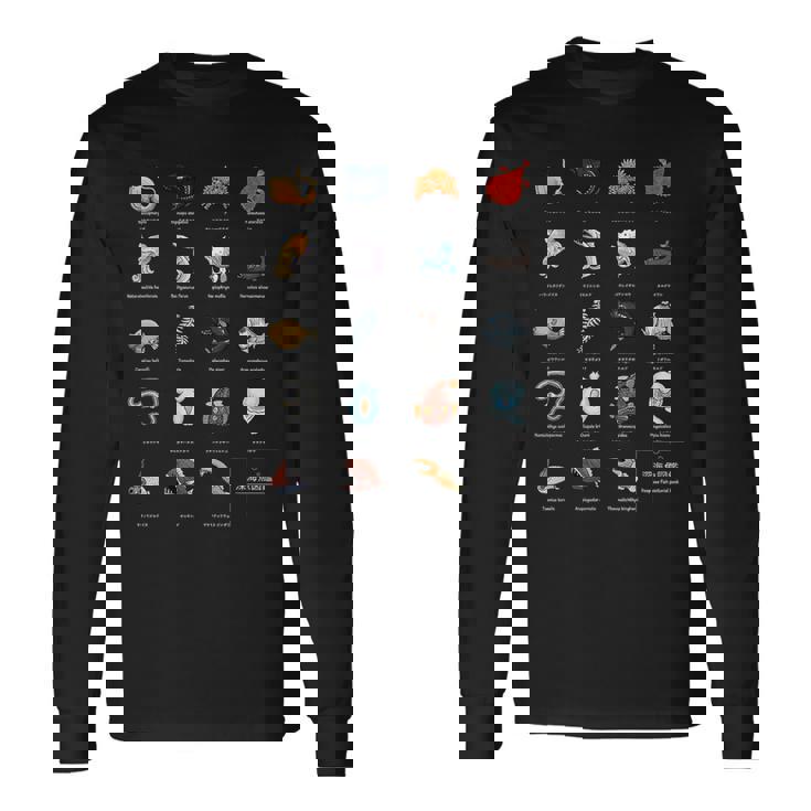 深海魚図鑑3_白文字 長袖Tシャツ