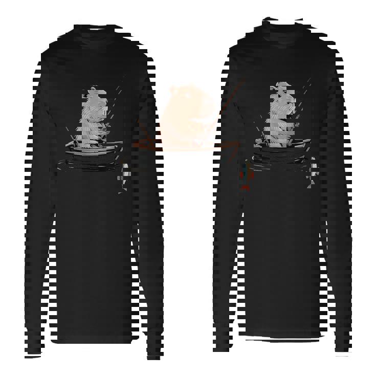 漁師 アングラーカピバラ フィッシング 長袖Tシャツ