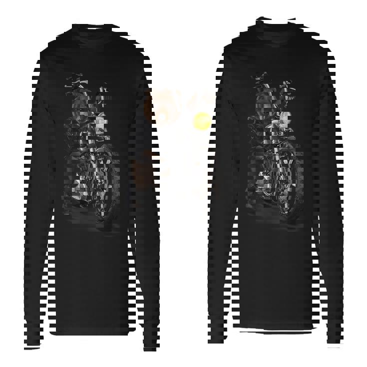 熊 クマ バイク バイカー 長袖Tシャツ