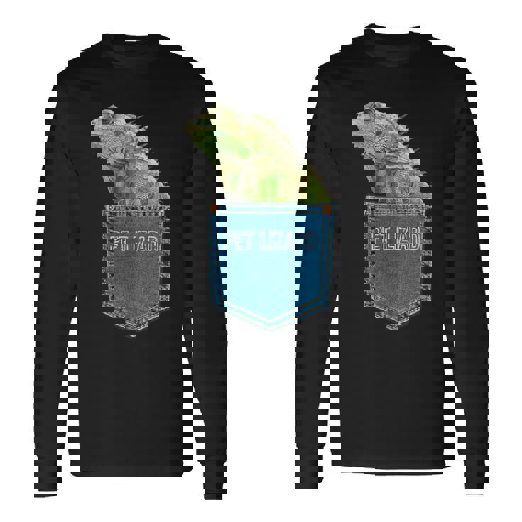 爬虫類 トカゲ ポケット ペット トカゲ イグアナ 長袖Tシャツ