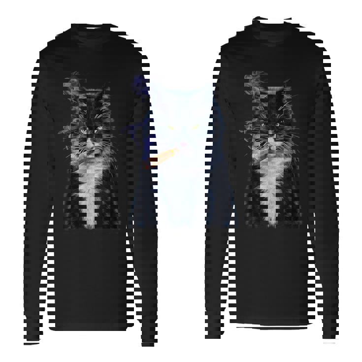 猫 ネコ ボス たばこ ねこ 長袖Tシャツ