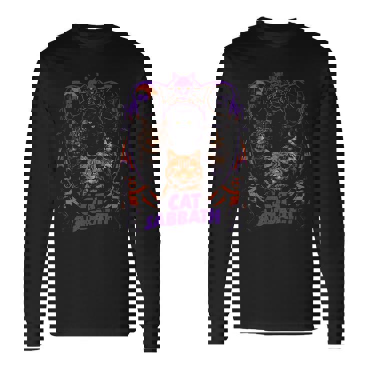 猫 安息日 猫 ヘビー ロック バンド パロディ 長袖tシャツ 長袖Tシャツ ギフトのアイデア