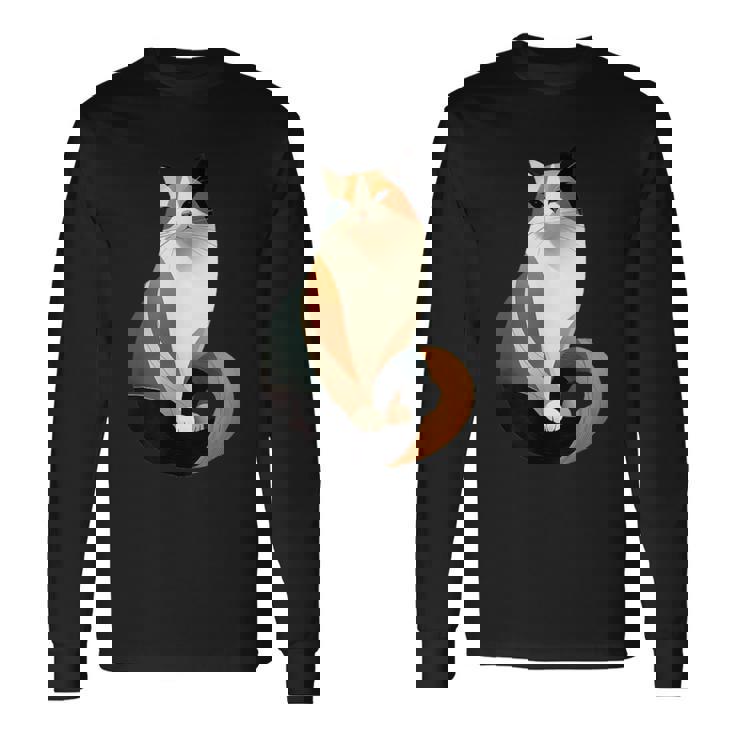 猫 幾何学が描く色彩とラインが生み出すモダン デザイン 6 長袖Tシャツ