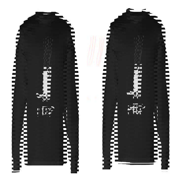 猫が助けを求めている、猫好きの方にオススメの面白いイラスト 長袖Tシャツ