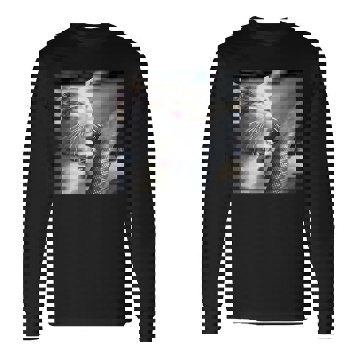 猫のミームtシャツを運転します 長袖Tシャツ