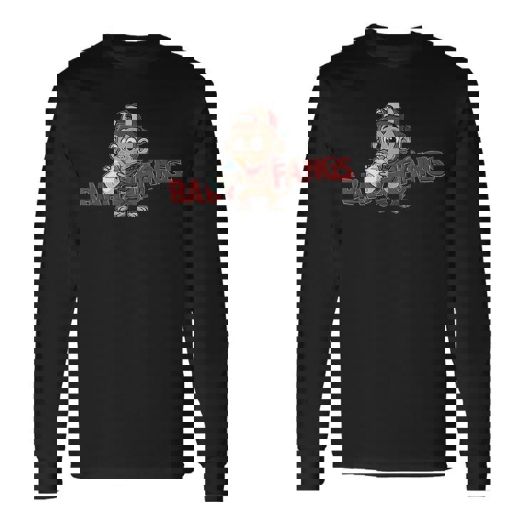 猿 子猿 ミルクを飲む赤ちゃん猿【Baby Fangs】 長袖Tシャツ