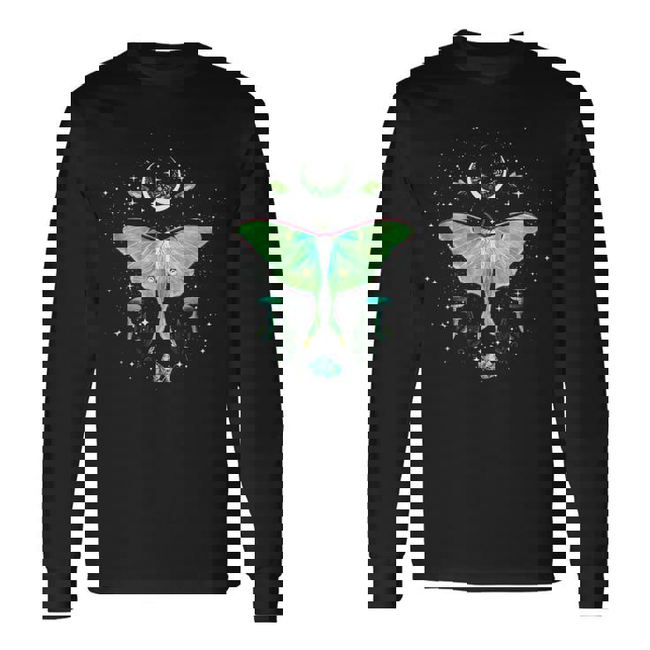 神秘的なゴシック ルナモス ムーンフェイズとキノコ 長袖Tシャツ