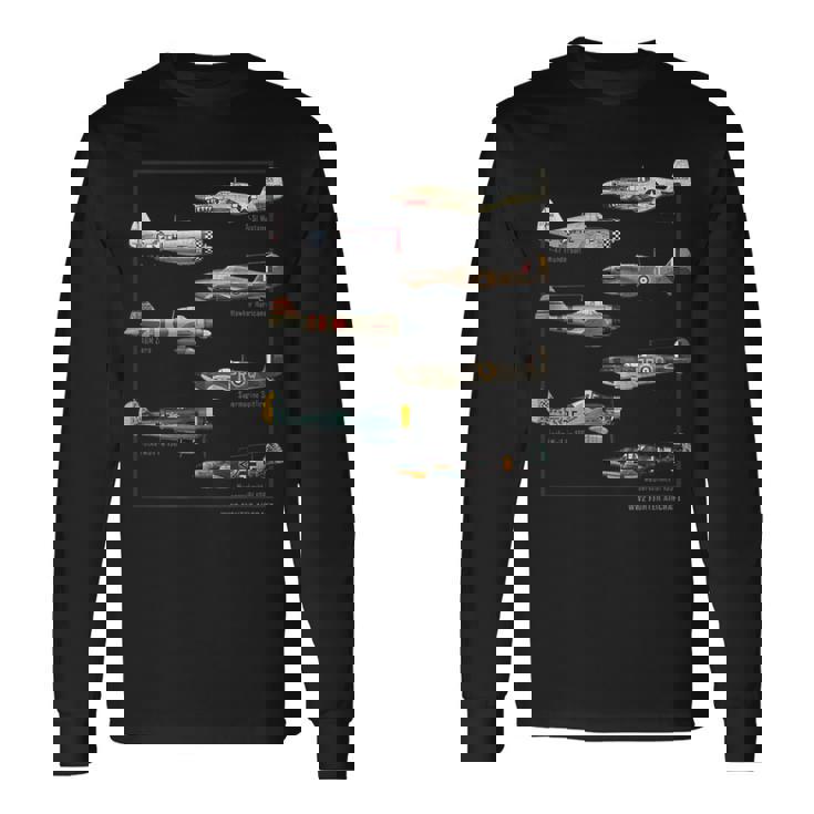 第二次世界大戦 ウォーバード戦闘機 航空機 長袖Tシャツ