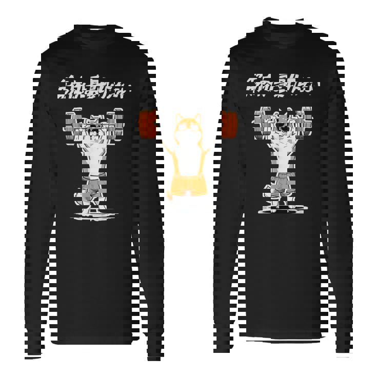 筋肉は裏切らない 柴犬 グッズ 筋トレ 犬 おもしろ 面白い ネタ 長袖Tシャツ