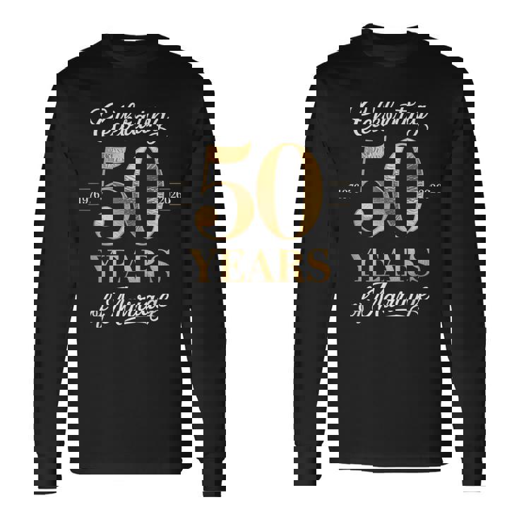 結婚 50 周年を祝う 1976 年 2026 年のゴールデン デザイン 長袖Tシャツ