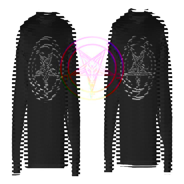 美しいvaporwave サタニックペンタグラム レトログリッチ効果 長袖Tシャツ ギフトのアイデア