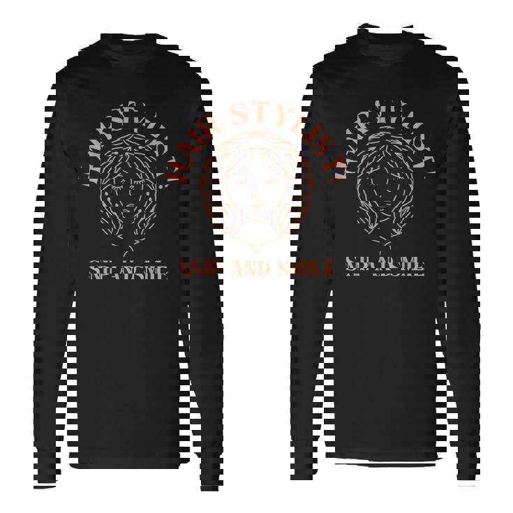 美容師、ヘアスタイリスト、美容院、理髪師、美容師 長袖Tシャツ