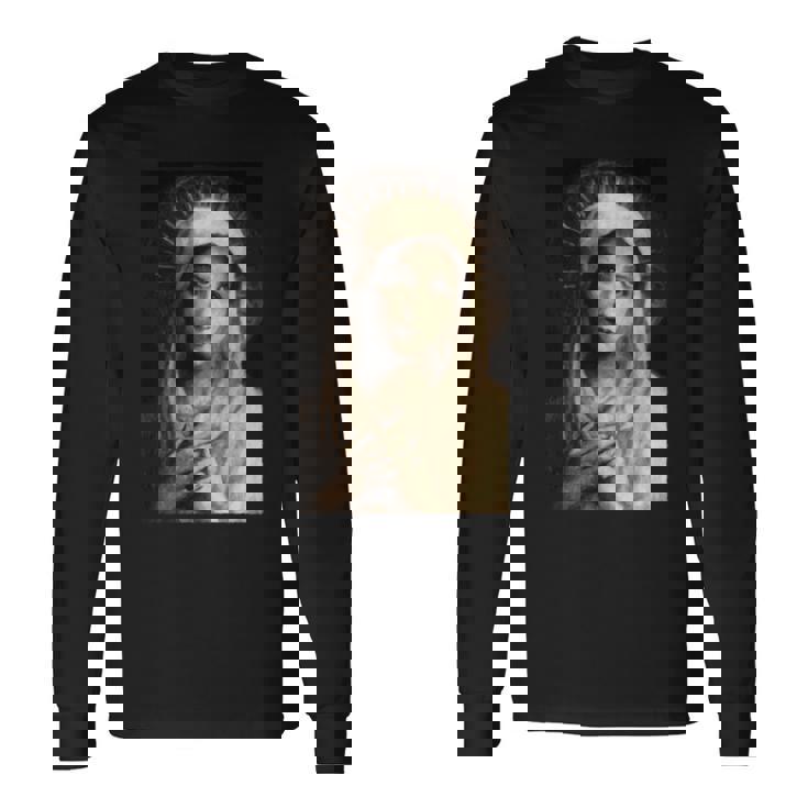 聖母マリア マリア カトリック絵画 長袖tシャツ 長袖Tシャツ