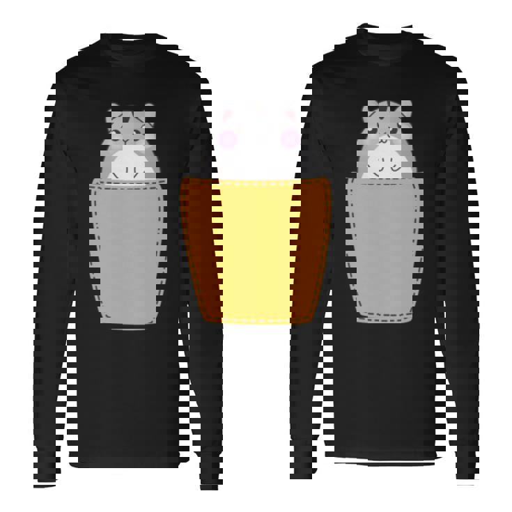 胸ポケットにハムスター 長袖tシャツ 長袖Tシャツ