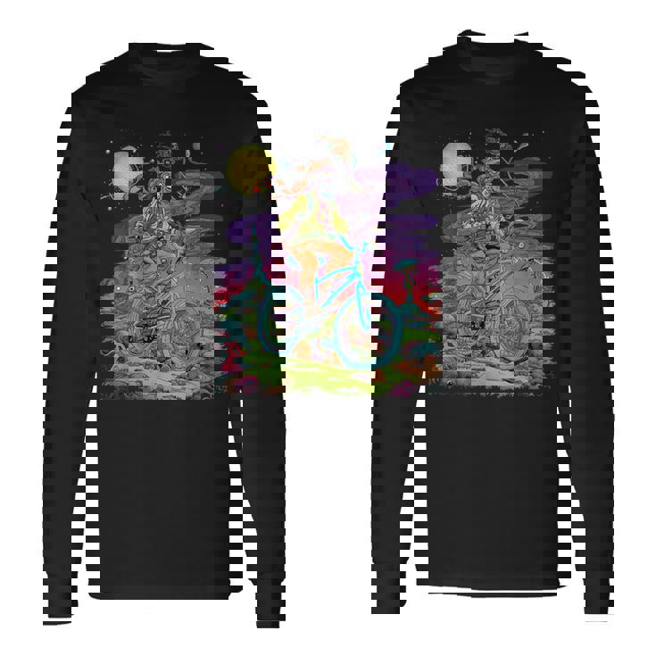 自転車デイホフマントリップ サイケデリックコミックスタイル ヒッピー 長袖Tシャツ