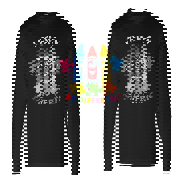 自閉症の認識 違ってもいい 自閉症の青 長袖Tシャツ