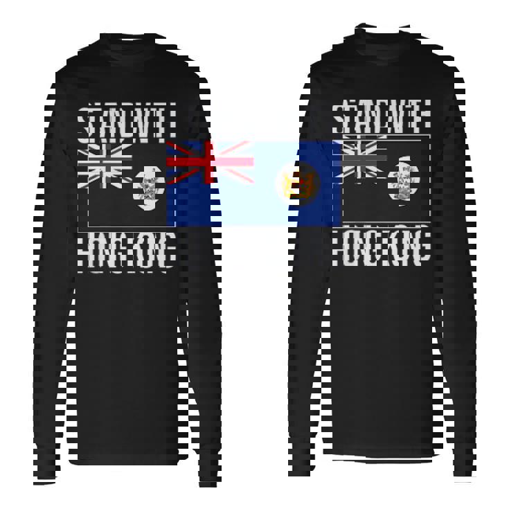 英国の香港国旗 1959-1997年 香港の自由 長袖Tシャツ